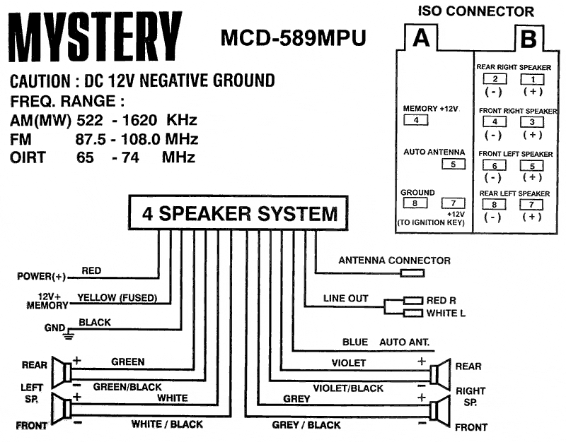 Схема подключения магнитолы mystery mar 878uc